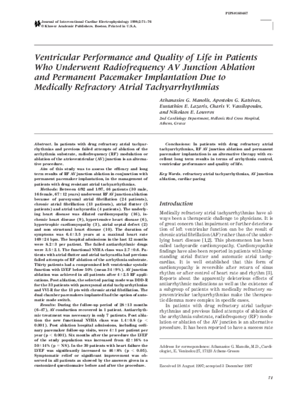 (PDF) Ventricular Performance and Quality of Life in Patients Who ...
