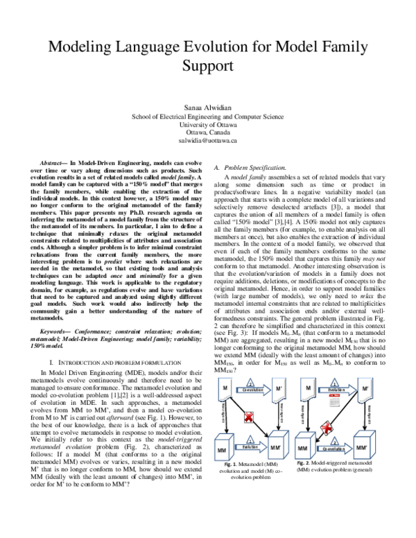Pdf Modeling Language Evolution For Model Family Support