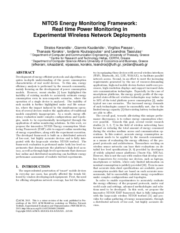 (PDF) NITOS energy monitoring framework Giannis Kazdaridis Academia.edu