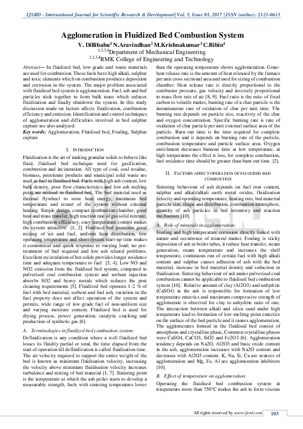 (PDF) Agglomeration in Fluidized Bed Combustion System Dr. BIBIN