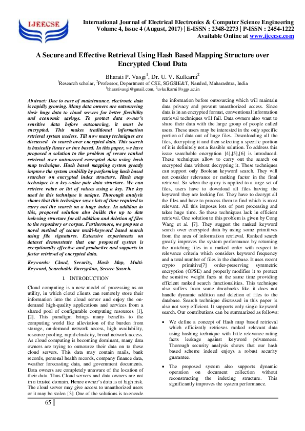 (PDF) A Secure and Effective Retrieval Using Hash Based Mapping ...