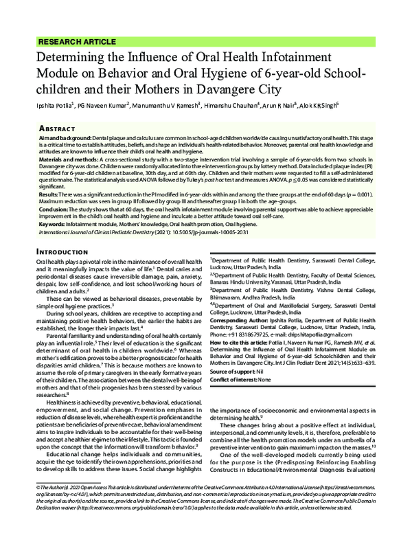 (PDF) Determining the Influence of Oral Health Infotainment Module on ...