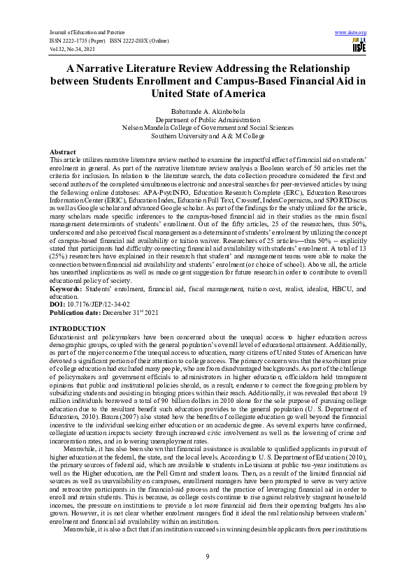 (PDF) A Narrative Literature Review Addressing the Relationship between ...