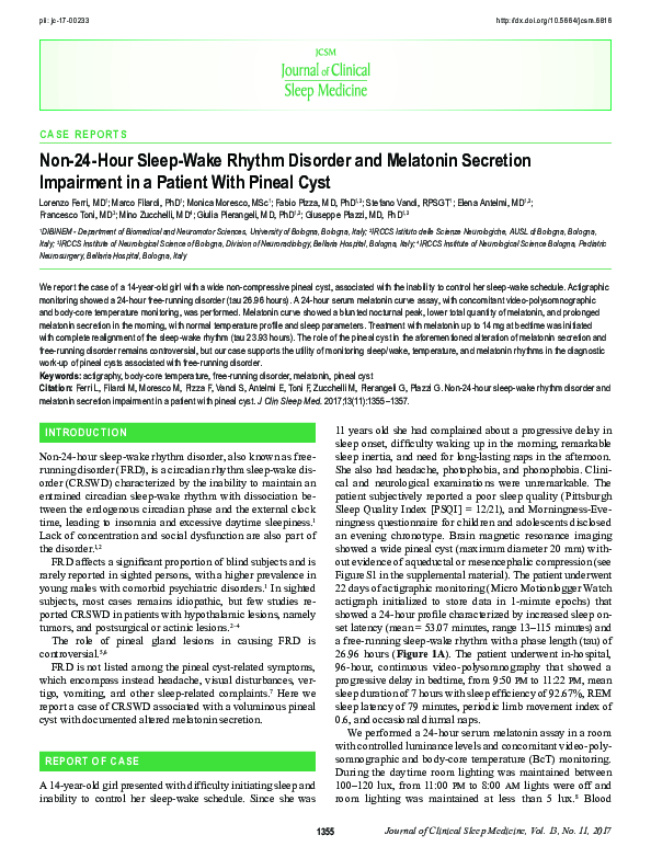 (PDF) Non-24-Hour Sleep-Wake Rhythm Disorder and Melatonin Secretion ...