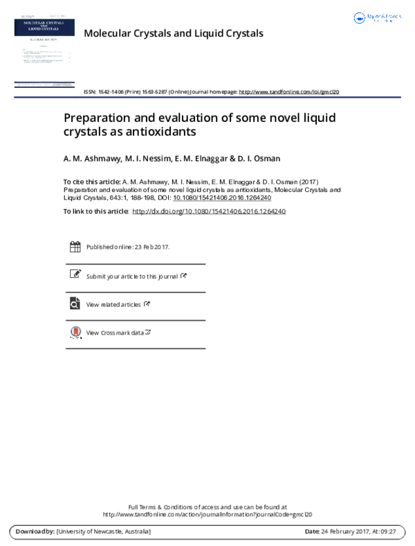 (PDF) Preparation and evaluation of some novel liquid crystals as ...