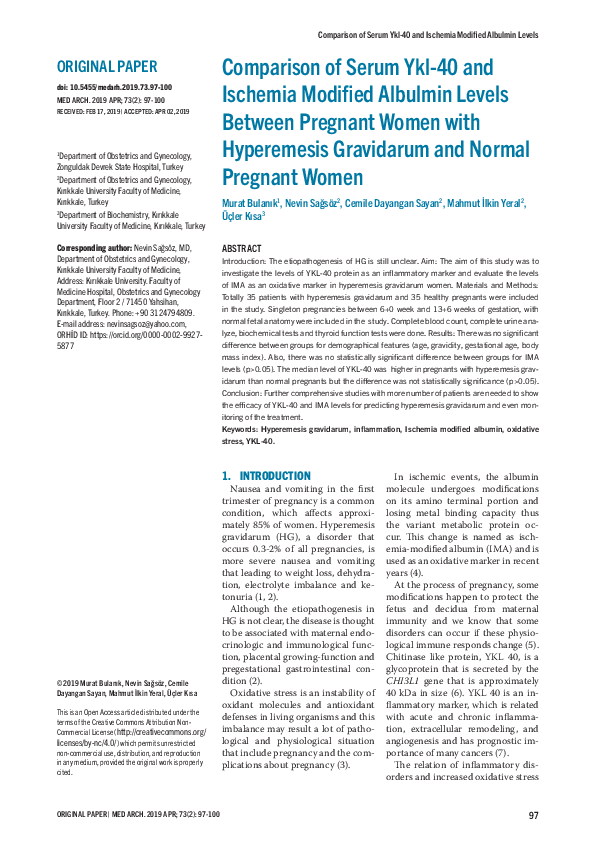 (PDF) Comparison of Serum Ykl-40 and Ischemia Modified Albulmin Levels ...