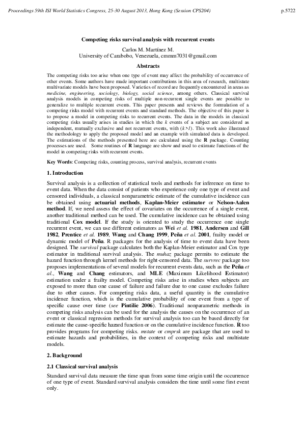 (PDF) Competing risks survival analysis with recurrent events