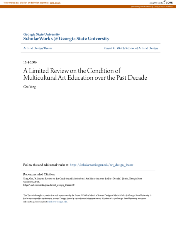 (PDF) A Limited Review on the Condition of Multicultural Art Education ...