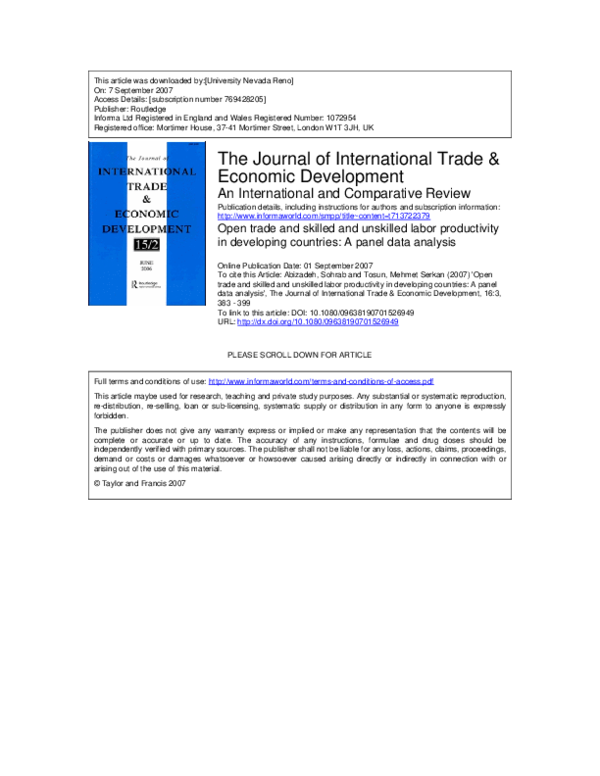 (PDF) Open trade and skilled and unskilled labor productivity in ...