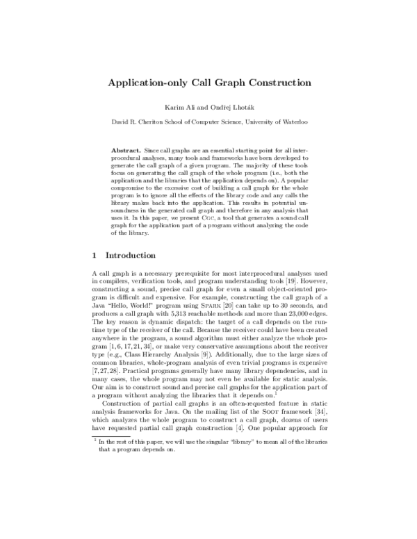 (PDF) Application-Only Call Graph Construction | Karim Ali - Academia.edu