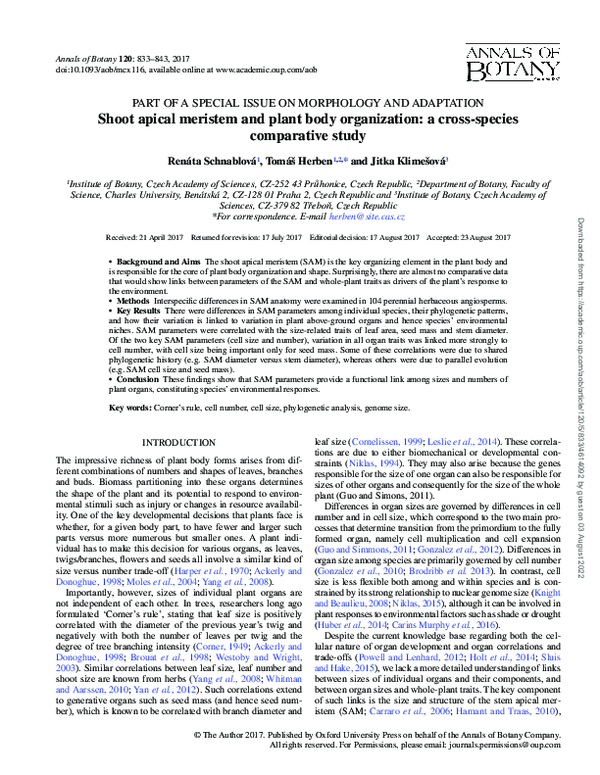 (PDF) Shoot apical meristem and plant body organization: a cross ...