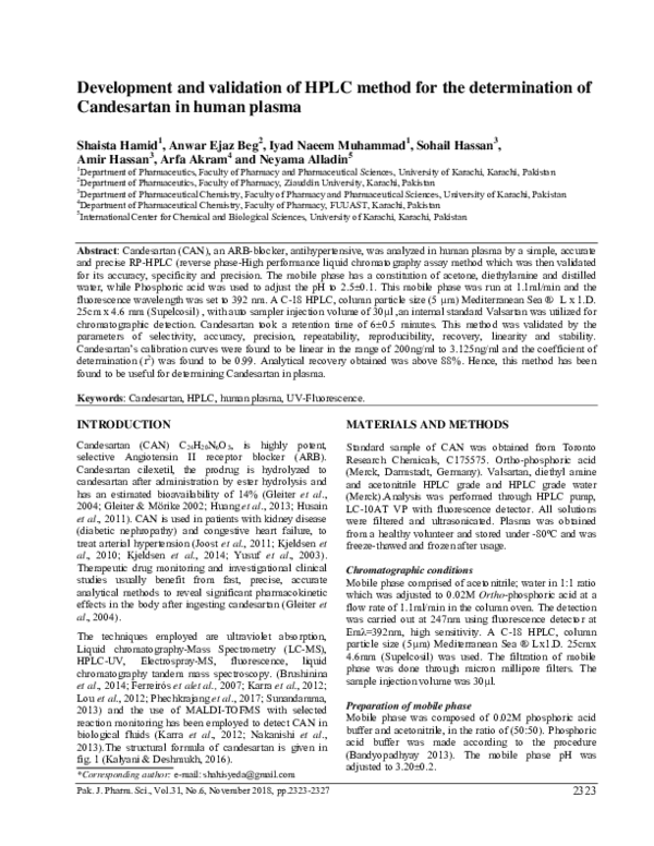 (PDF) Development and validation of HPLC method for the determination ...