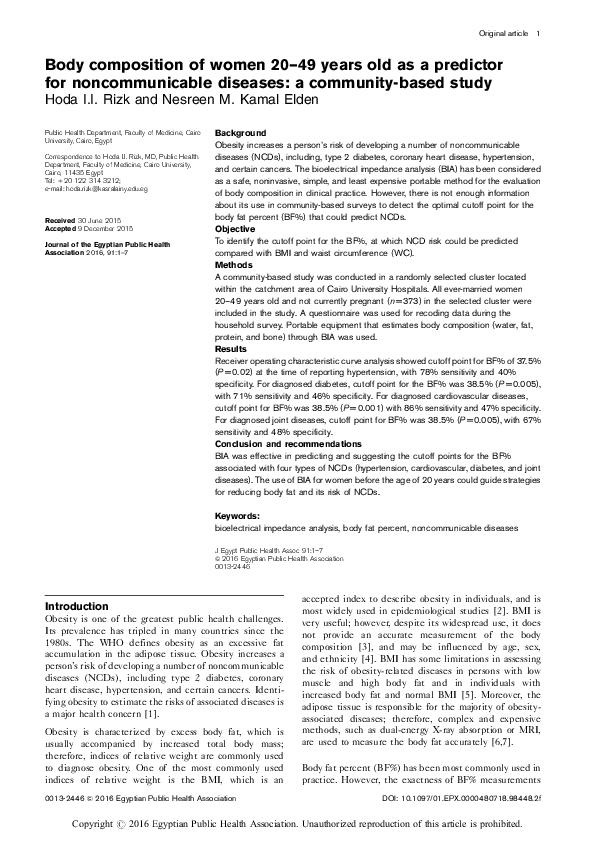 (PDF) Body composition of women 20–49 years old as a predictor for ...