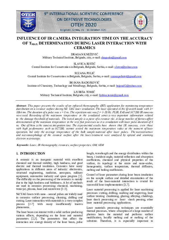 (PDF) Influence of Ir Camera Integration Time on the Accuracy of Tmax ...