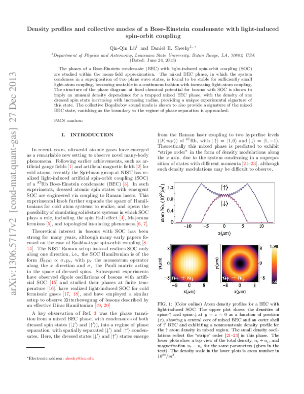 (PDF) Density profiles and collective modes of a Bose-Einstein ...
