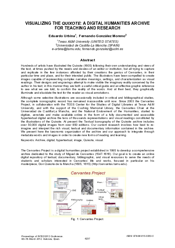 (PDF) Visualizing the Quixote: A Digital Humanities Archive for ...