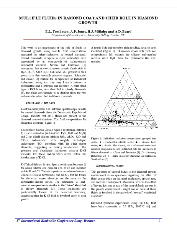 (PDF) Multiple fluids in diamond coat and their role in diamond growth