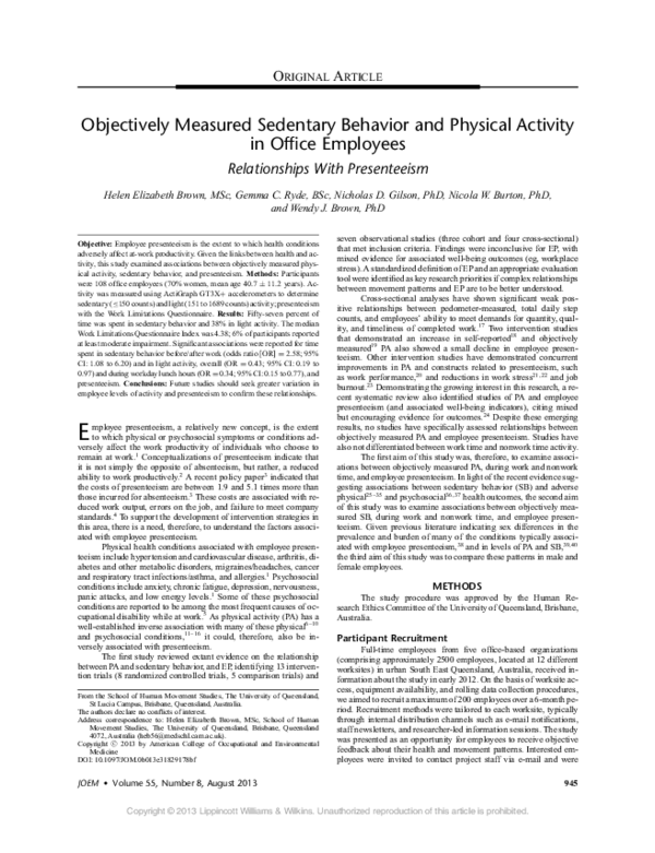 (PDF) Objectively Measured Sedentary Behavior and Physical Activity in ...