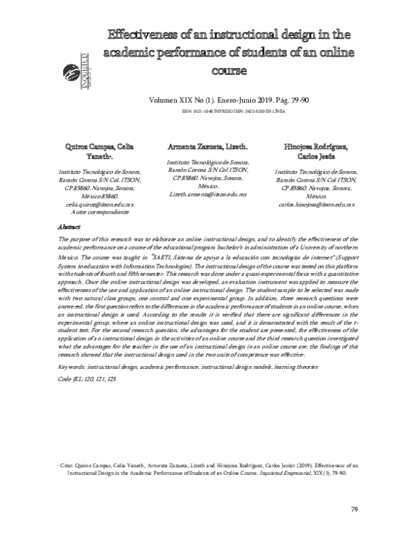 (PDF) Effectiveness of an instructional design in the academic ...