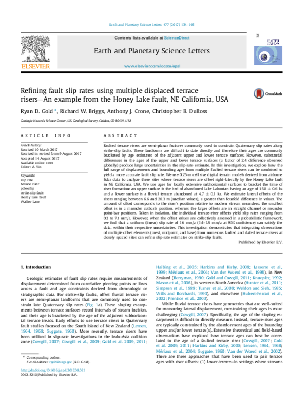 (PDF) Refining fault slip rates using multiple displaced terrace risers ...