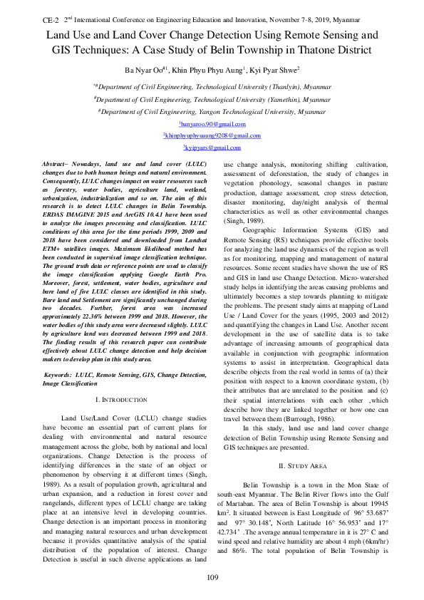 (PDF) Land Use and Land Cover Change Detection Using Remote Sensing and ...