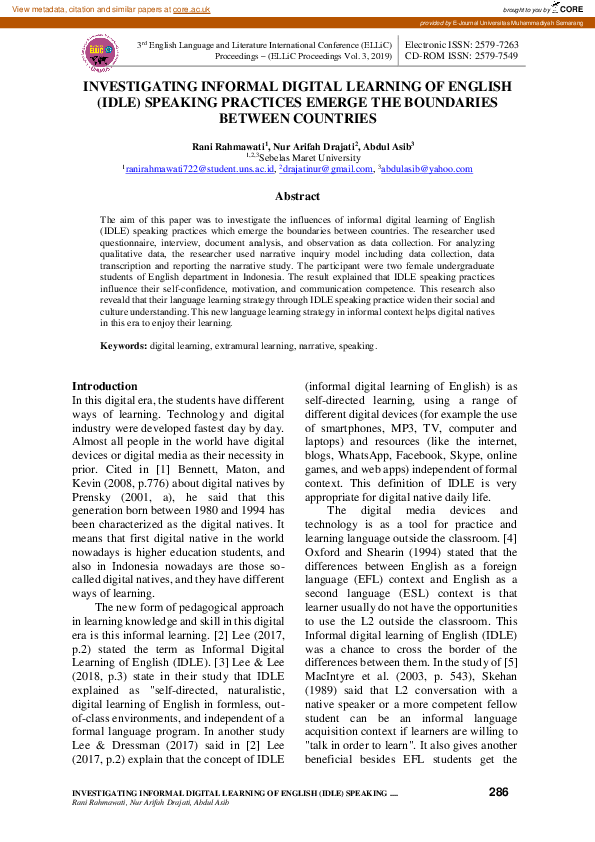 (PDF) Investigating Informal Digital Learning of English (Idle ...