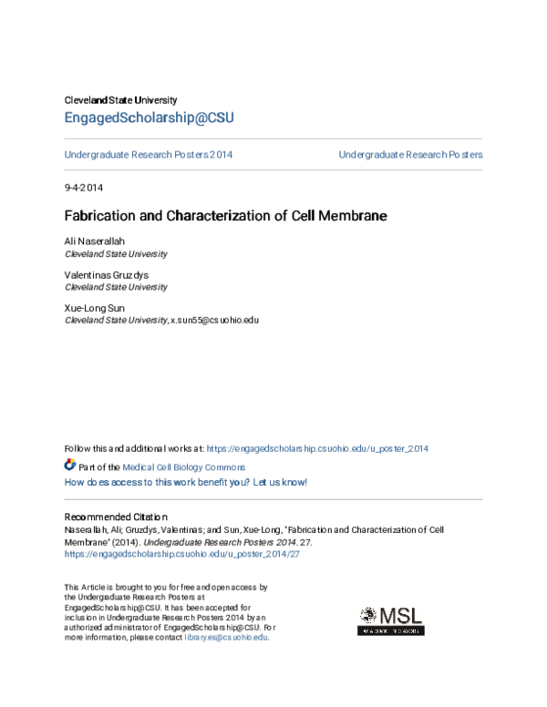 (PDF) Fabrication and Characterization of Cell Membrane