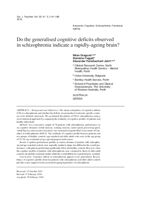 (PDF) Do the generalised cognitive deficits observed in schizophrenia ...