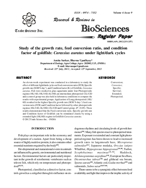 Curated visual reference: Pdf Study Of The Growth Rate Feed Conversion Ratio And Photo Inspiration