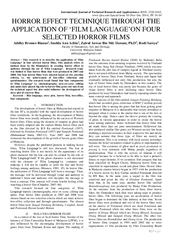 (PDF) Horror Effect Technique Through the Application of 'Film Language