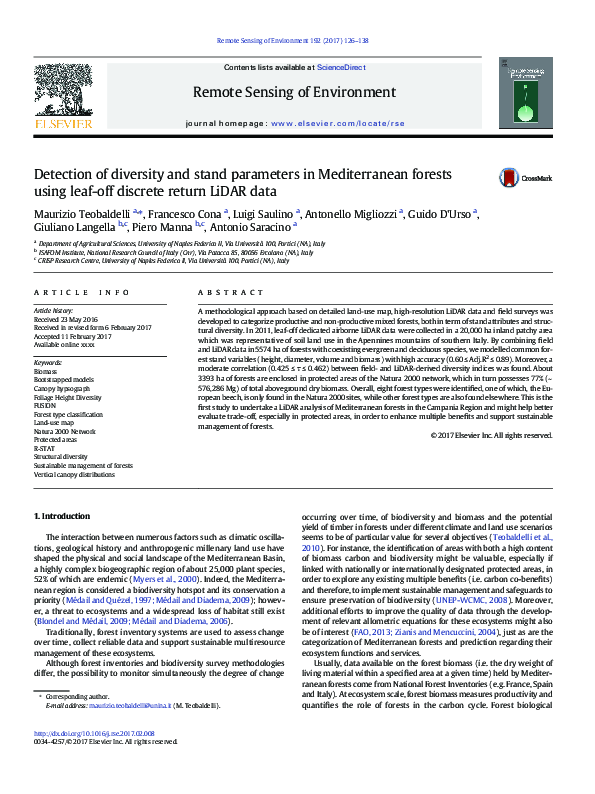 (PDF) Detection of diversity and stand parameters in Mediterranean ...