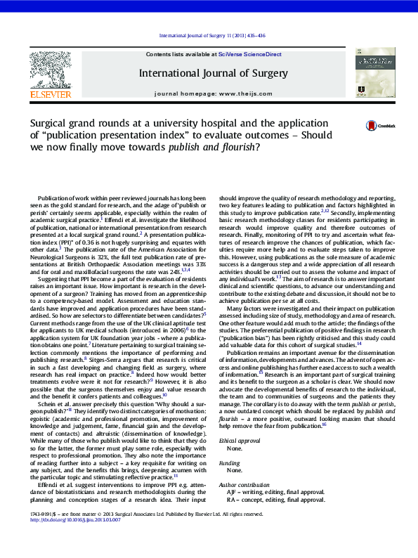 (PDF) Surgical grand rounds at a university hospital and the ...
