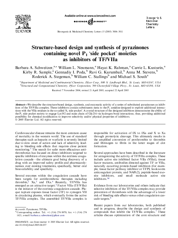 (PDF) Structure-based design and synthesis of pyrazinones containing ...