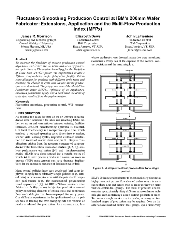 (PDF) Fluctuation Smoothing Production Control at IBM's 200mm Wafer ...