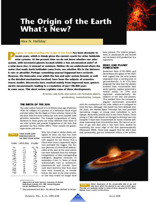 (PDF) The Origin of the Earth - What's New?