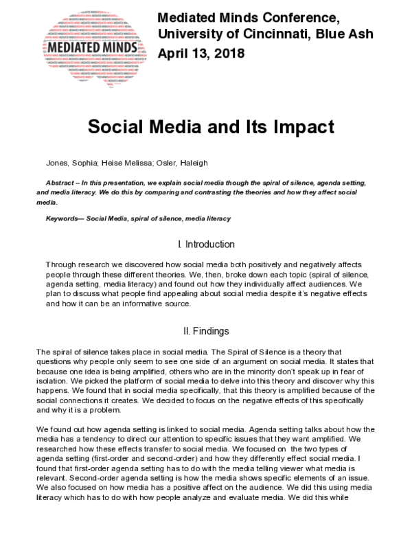 (PDF) Social Media and Its Impact