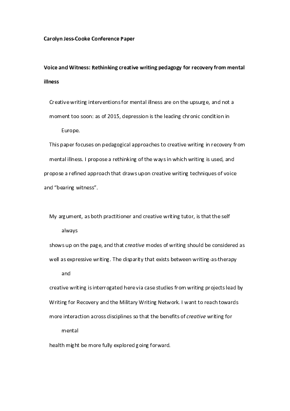 (PDF) Voice and Witness: Rethinking Creative Writing Pedagogy for ...