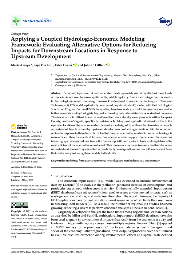(PDF) Applying a Coupled Hydrologic-Economic Modeling Framework ...