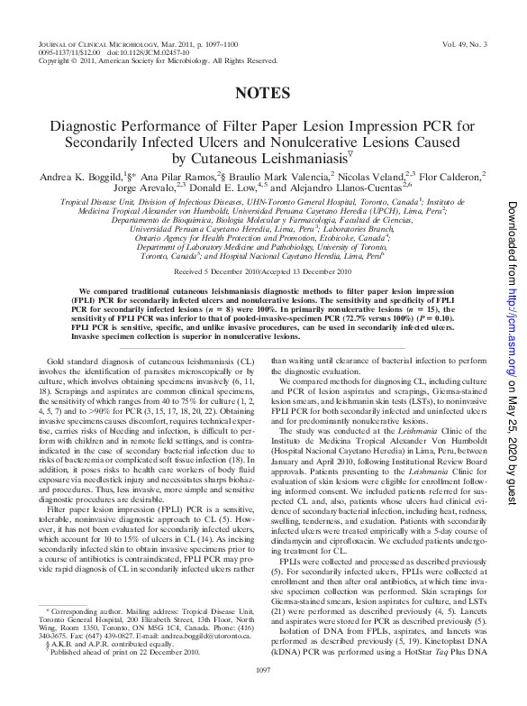 (PDF) Diagnostic Performance of Filter Paper Lesion Impression PCR for ...