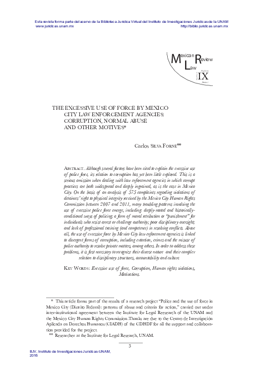 (PDF) The Excessive Use of Force by Mexico City Law Enforcement ...