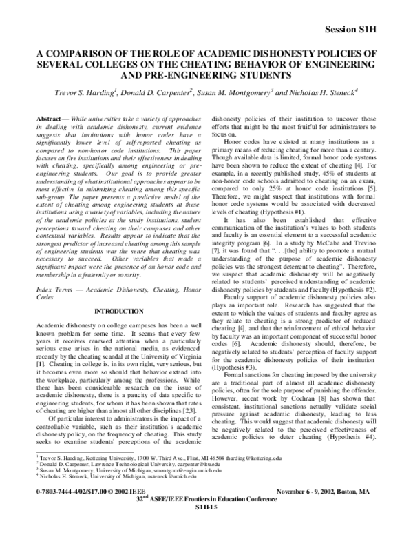 (PDF) A comparison of the role of academic dishonesty policies of ...