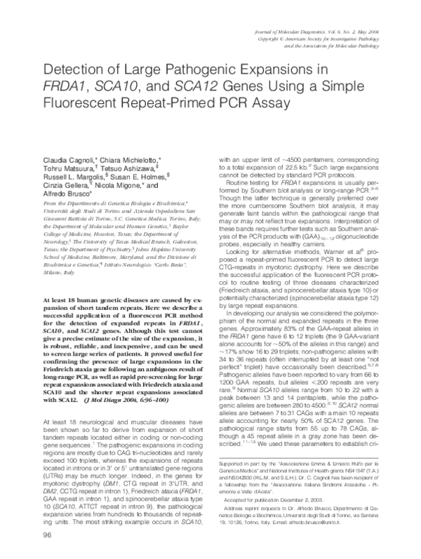 (PDF) Detection of Large Pathogenic Expansions in FRDA1, SCA10, and ...