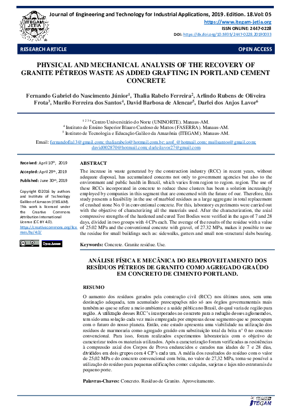 (PDF) Physical and mechanical analysis of the recovery of granite ...