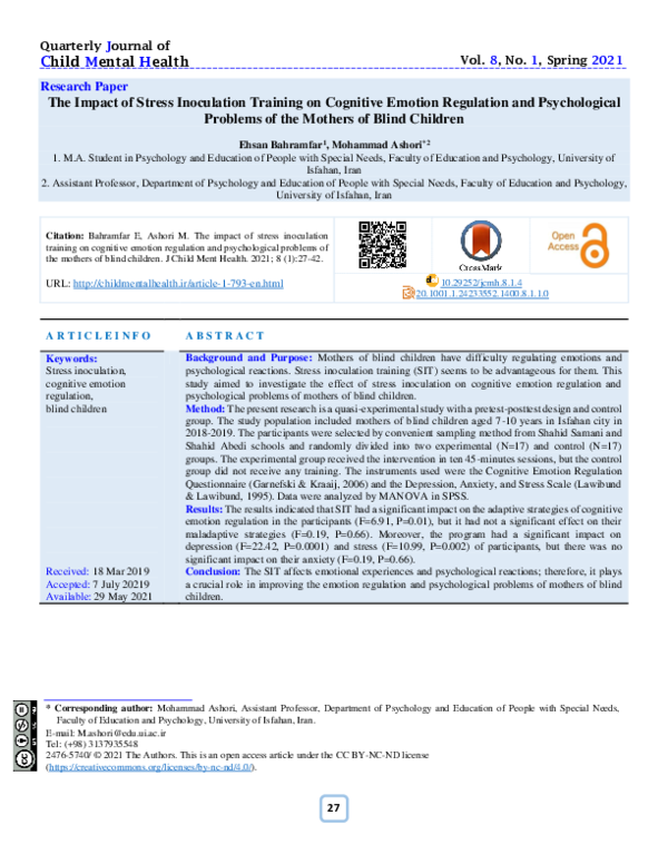 (PDF) The Impact of Stress Inoculation Training on Cognitive Emotion ...