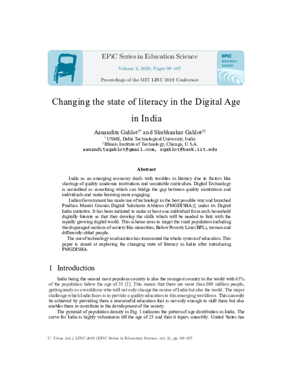 (PDF) Changing the state of literacy in the Digital Age in India