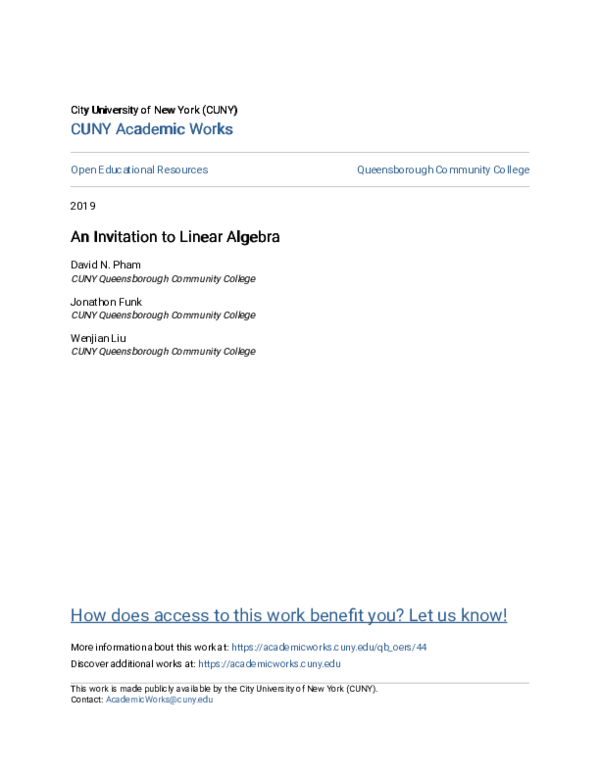 (PDF) An Invitation to Linear Algebra
