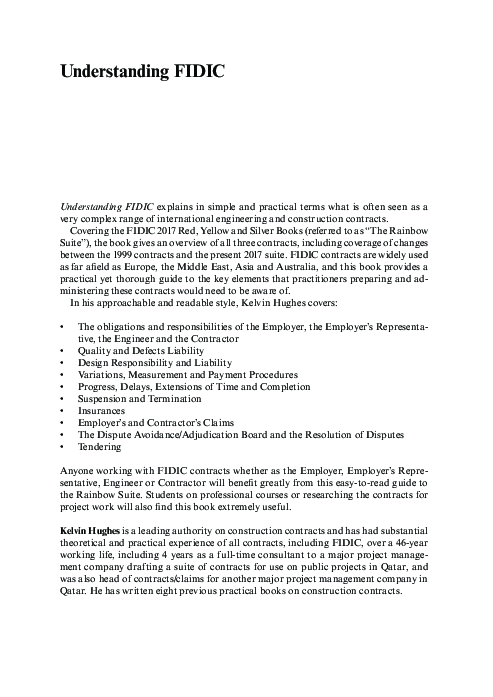 (PDF) UNDERSTANDING FIDIC