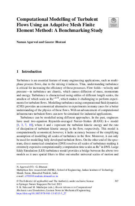 (PDF) Computational Modelling of Turbulent Flows Using an Adaptive Mesh ...