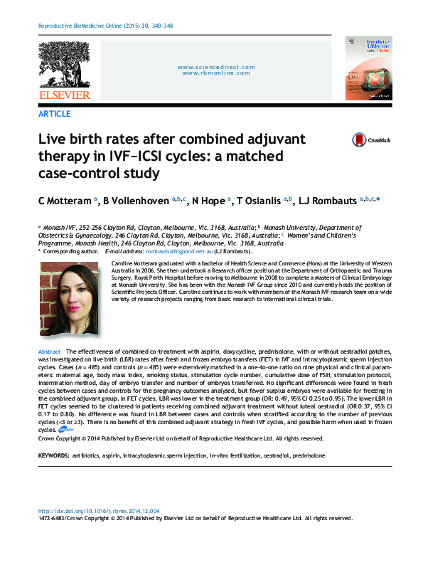 (PDF) Live birth rates after combined adjuvant therapy in IVF-ICSI ...