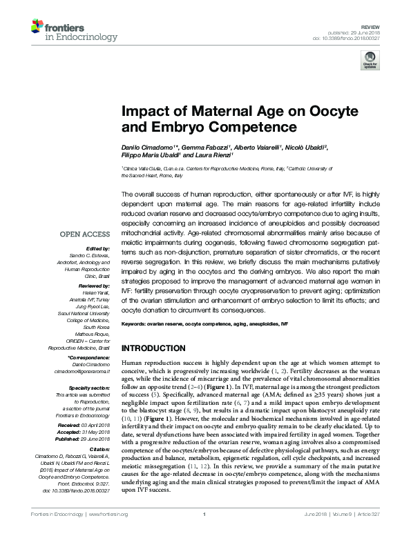 (PDF) Faculty of 1000 evaluation for Impact of maternal age on oocyte ...